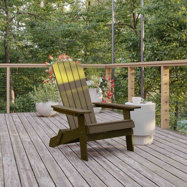 Flash Furniture All-Weather Folding Adirondack Chair in Mahogany JJ-C14505-MHG-GG